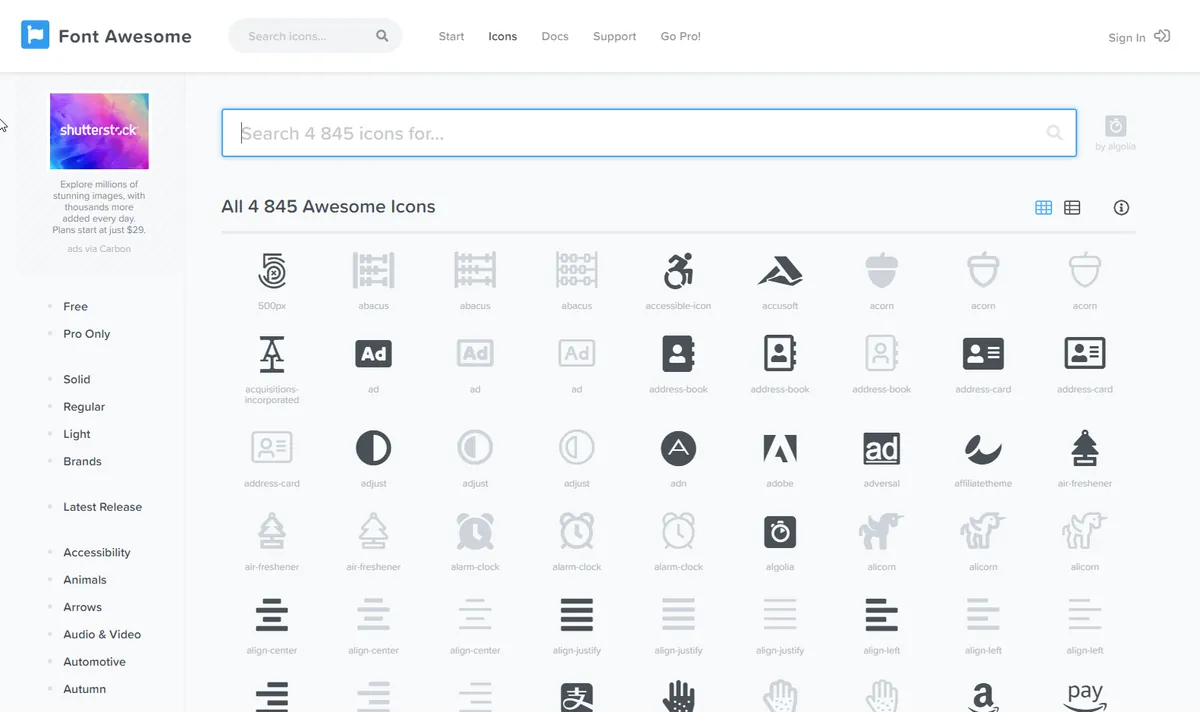 icons font awesome